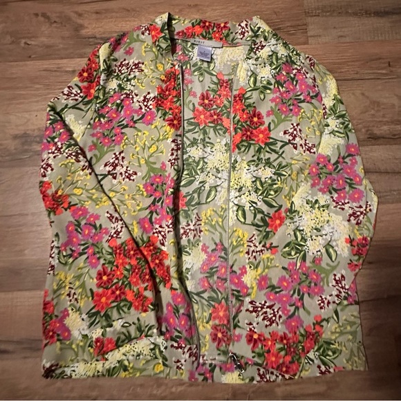 Kikit Blouse Jacket Women’s Small Front Zipper Long Sleeve Floral Print - Picture 1 of 5